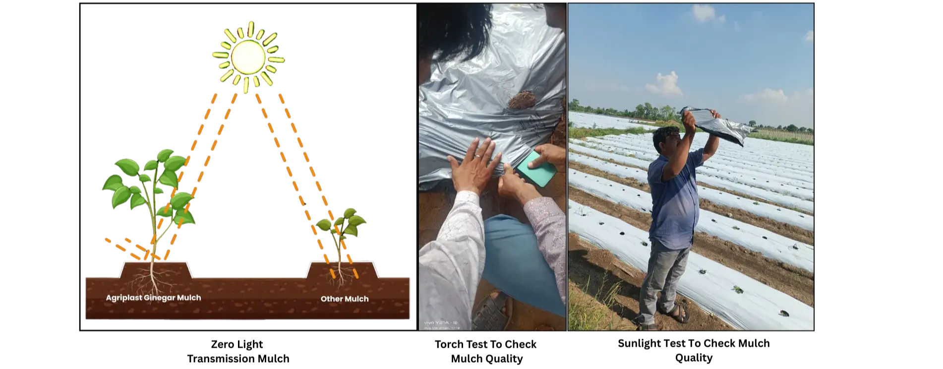 Torch test for zero light transmission mulching sheet